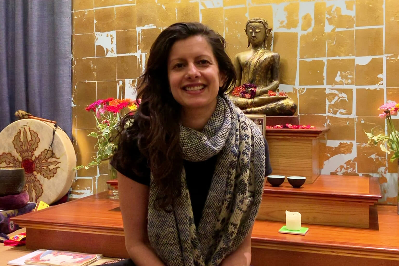 Rina Modi, graduate from the 2019 Elton Yoga London Yoga Teacher Training sits with us in the shrine room at the West London Buddhist Centre to tell us about her experiences on the training.