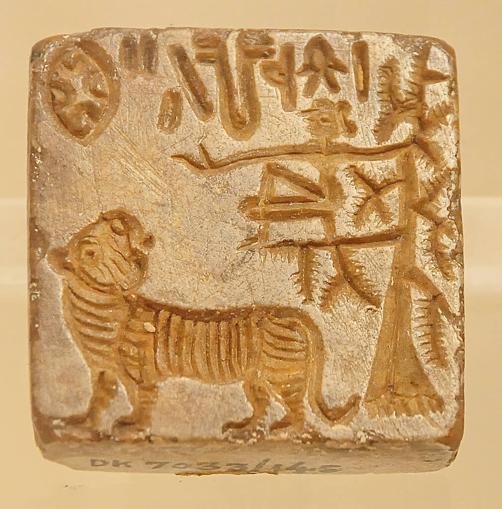 A seal bearing a tiger. The tiger similar to Durga’s sacred mount (vahana).